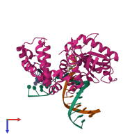 PDB entry 6cti coloured by chain, top view.