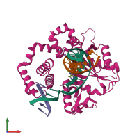 PDB entry 6ctj coloured by chain, front view.
