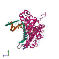 PDB entry 6ctj coloured by chain, side view.