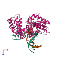 PDB entry 6ctj coloured by chain, top view.