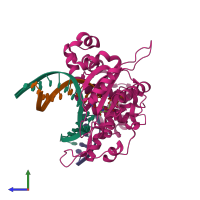 PDB entry 6ctk coloured by chain, side view.