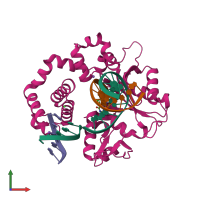 PDB entry 6ctl coloured by chain, front view.