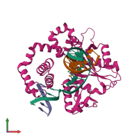 PDB entry 6ctm coloured by chain, front view.