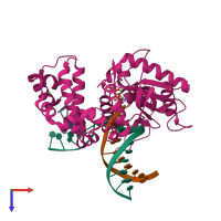 PDB entry 6ctm coloured by chain, top view.