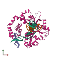PDB entry 6ctp coloured by chain, front view.