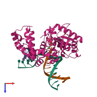 PDB entry 6ctr coloured by chain, top view.