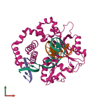 PDB entry 6ctu coloured by chain, front view.
