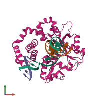 PDB entry 6ctv coloured by chain, front view.