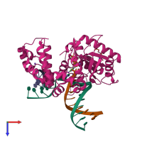 PDB entry 6ctv coloured by chain, top view.