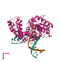 PDB entry 6ctw coloured by chain, top view.