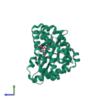PDB entry 6ctz coloured by chain, side view.