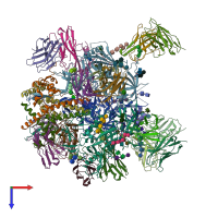 PDB entry 6cue coloured by chain, top view.