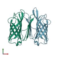 PDB entry 6cuj coloured by chain, front view.