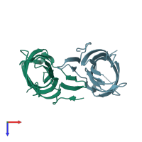 PDB entry 6cuj coloured by chain, top view.