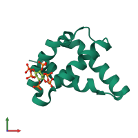 Monomeric assembly 1 of PDB entry 6cus coloured by chemically distinct molecules, front view.