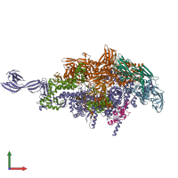 PDB entry 6cuu coloured by chain, front view.