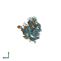 PDB entry 6cvn coloured by chain, side view.