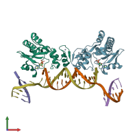 PDB entry 6cvo coloured by chain, front view.