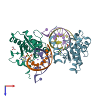 PDB entry 6cvq coloured by chain, top view.