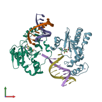 PDB entry 6cvr coloured by chain, front view.