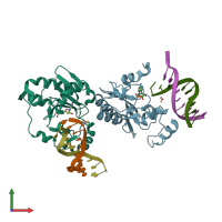 PDB entry 6cvs coloured by chain, front view.
