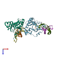 PDB entry 6cvs coloured by chain, top view.