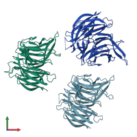 PDB entry 6cvz coloured by chain, front view.