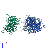 PDB entry 6cvz coloured by chain, top view.