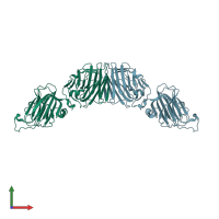 PDB entry 6cw1 coloured by chain, front view.