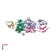 PDB entry 6cw2 coloured by chain, top view.