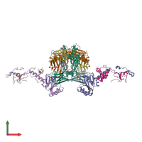 PDB entry 6cw3 coloured by chain, front view.