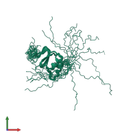 PDB entry 6cws coloured by chain, ensemble of 20 models, front view.