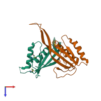 PDB entry 6cwx coloured by chain, top view.