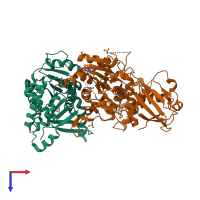 PDB entry 6cwy coloured by chain, top view.