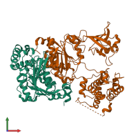 PDB entry 6cwz coloured by chain, front view.