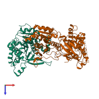 PDB entry 6cwz coloured by chain, top view.
