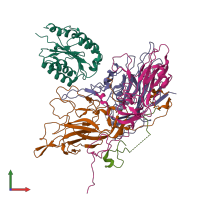 PDB entry 6cx1 coloured by chain, front view.