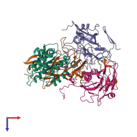 PDB entry 6cx1 coloured by chain, top view.