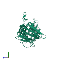 PDB entry 6cx4 coloured by chain, side view.