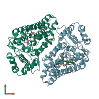 PDB entry 6cxv coloured by chain, front view.