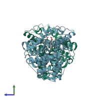 PDB entry 6cyb coloured by chain, side view.