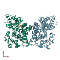 PDB entry 6cyc coloured by chain, front view.