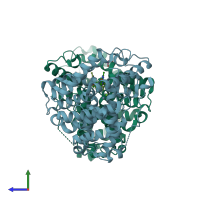 PDB entry 6cyd coloured by chain, side view.