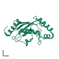 PDB entry 6cyr coloured by chain, front view.