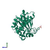 PDB entry 6cz2 coloured by chain, side view.