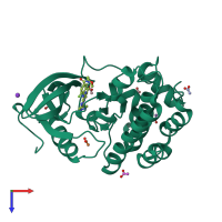 PDB entry 6cz3 coloured by chain, top view.