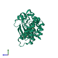 PDB entry 6cz4 coloured by chain, side view.