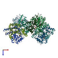 PDB entry 6czp coloured by chain, top view.