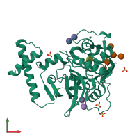 PDB entry 6czs coloured by chain, front view.