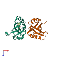 PDB entry 6czw coloured by chain, top view.